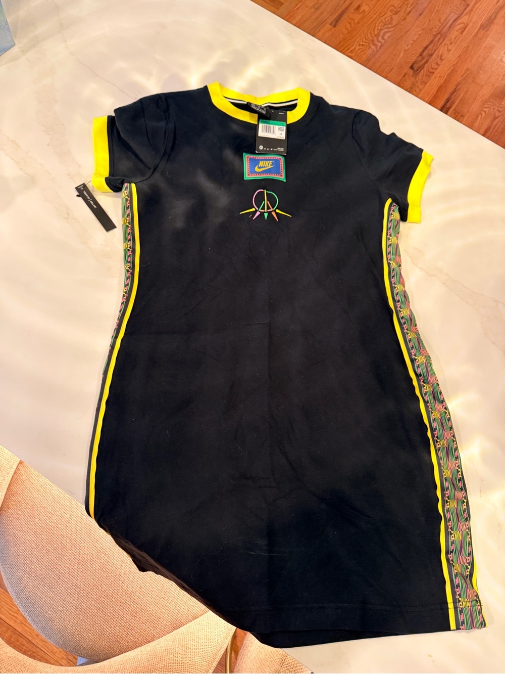 Nike Black Nightshirt with Yellow Trim and Multicolor Side Panels
